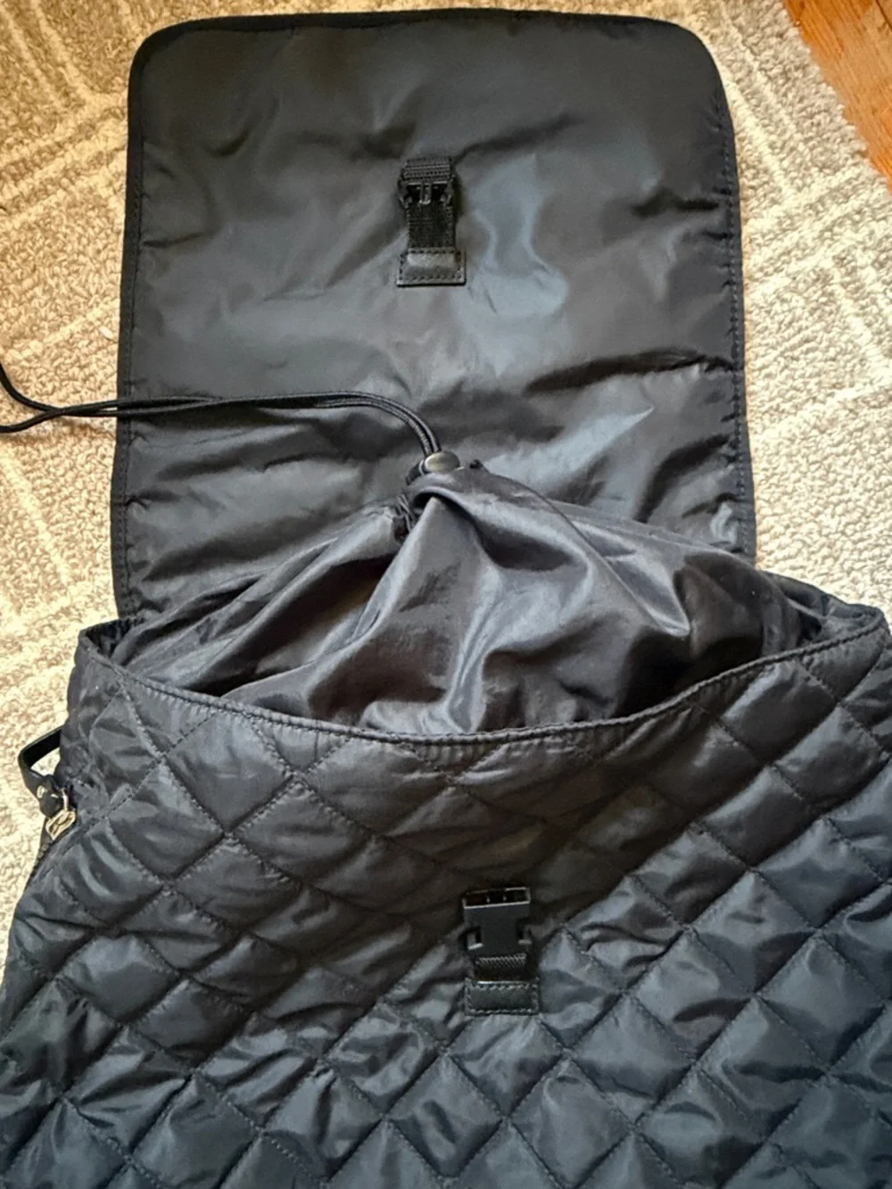 kate spade Quilted Black Nylon Flap Backpack